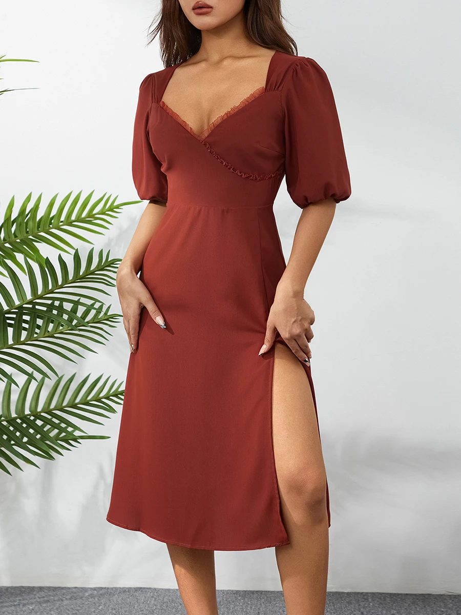 women dress summer 2022 Solid Color Dress Short Sleeve V Neck High Waist Split Hem Female Short Sleeve Loose Dress
women dress summer 2022 Solid Color Dress Short Sleeve V Neck High Waist Split Hem Female Short Sleeve Loose Dress