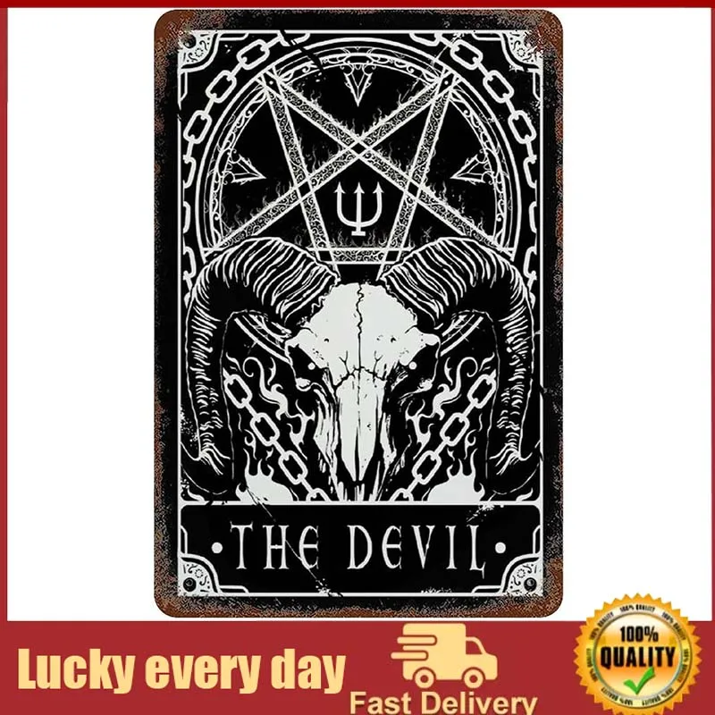 Tarot Card The Devil Sheep Retro Tin Sign Vintage Man Cave Hazard House Metal Sign for Home Bar Office Wall Decor Shop Mural
Tarot Card The Devil Sheep Retro Tin Sign Vintage Man Cave Hazard House Metal Sign for Home Bar Office Wall Decor Shop Mural