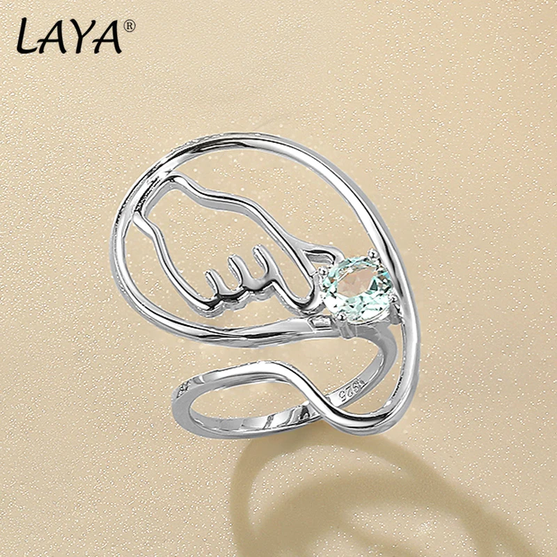 

LAYA 925 Sterling Silver Gemstone Natural Sky Blue Topaz Than Heart Hand Temperament Irregular Ring For Women Luxury Jewelry