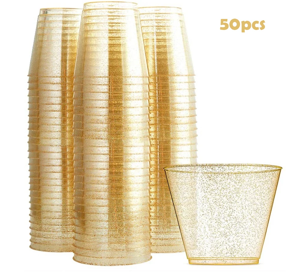 50pcs 9OZ Gold Plastic Cups,Disposable Gold Glitter Plastic Cups,Clear Plastic Tumblers,Wedding Thanksgiving, Christmas Party C
50pcs 9OZ Gold Plastic Cups,Disposable Gold Glitter Plastic Cups,Clear Plastic Tumblers,Wedding Thanksgiving, Christmas Party C