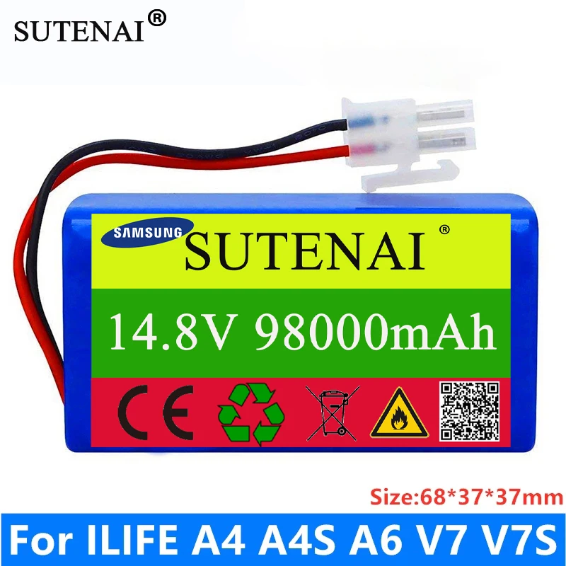 100%New Original 14.8V 9800mAh li ion Rechargeable Battery For ILIFE A4 A4s V7s A6 V7s plus Robot Vacuum Cleaner iLife battery
100%New Original 14.8V 9800mAh li ion Rechargeable Battery For ILIFE A4 A4s V7s A6 V7s plus Robot Vacuum Cleaner iLife battery