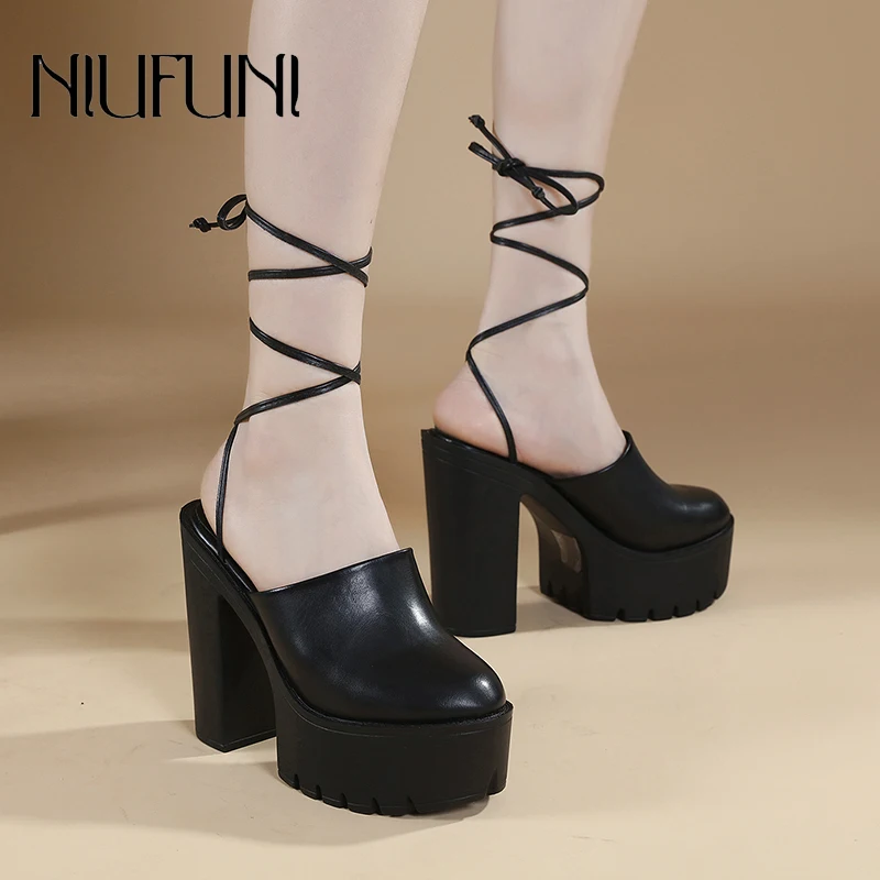 NIUFUNI Round Toe Platform PU Leather Hollow Ankle Strap Women's Sandals Sexy Gladiator Shoes Summer 13CM Thick High Heels 2023
NIUFUNI Round Toe Platform PU Leather Hollow Ankle Strap Women's Sandals Sexy Gladiator Shoes Summer 13CM Thick High Heels 2023