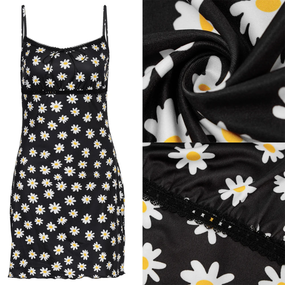 Fashion Spaghetti Strap Floral Dresses Vintage Summer Backless Ruffle Hem A-Line Mini Party Dress Chic Sweet Black
Fashion Spaghetti Strap Floral Dresses Vintage Summer Backless Ruffle Hem A-Line Mini Party Dress Chic Sweet Black