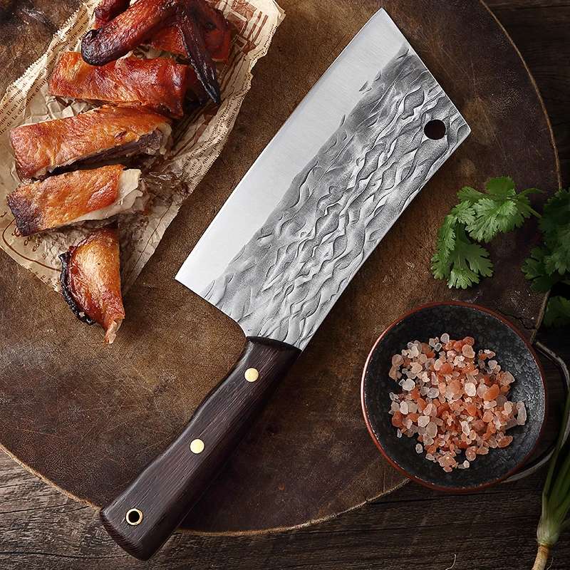 

Профессиональный кованый китайский нож-Кливер TJ POP 7,5 дюйма из нержавеющей стали с деревянной ручкой, острый кухонный нож для нарезки и нарезки