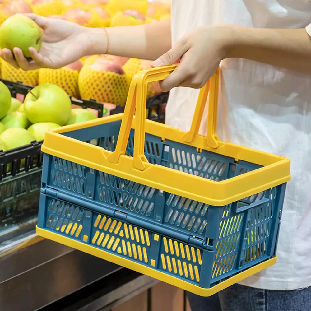 Grocery Shopping Basket Collapsible Picnic Basket Children's Toy Box Stackable Sundries Bin Folding Plastic Storage Tote Bag
Grocery Shopping Basket Collapsible Picnic Basket Children's Toy Box Stackable Sundries Bin Folding Plastic Storage Tote Bag