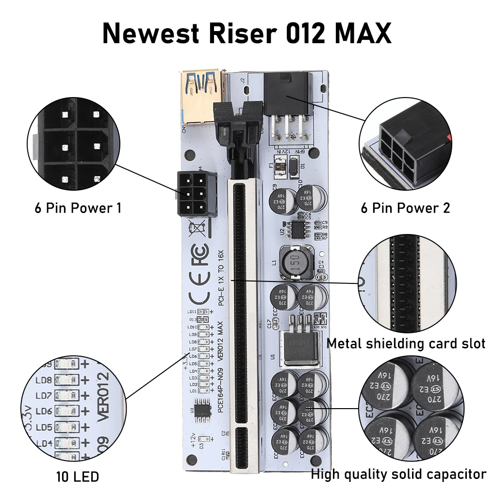 VER012MAX Express 16x Extender pcie Riser Adapter Card SATA 15pin to 6pin Riser VER012 USB 3.0 PCI-E Riser For Video Card
VER012MAX Express 16x Extender pcie Riser Adapter Card SATA 15pin to 6pin Riser VER012 USB 3.0 PCI-E Riser For Video Card