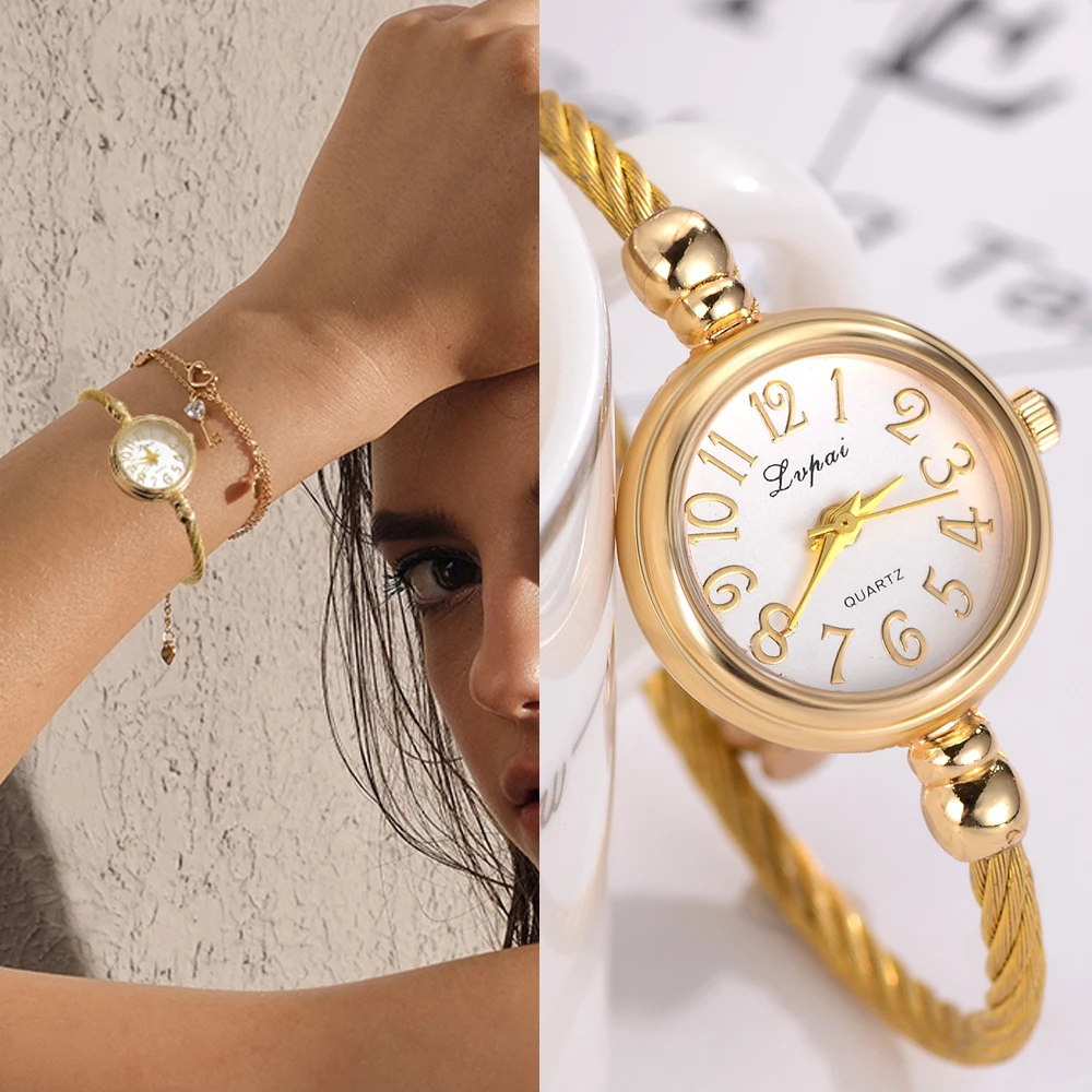 

Lvpai Simple Women Watches Small Gold Bangle Bracelet Luxury Watche 2018 Fashion Brand Roman Dial Retro Ladies Wristwatches Gift