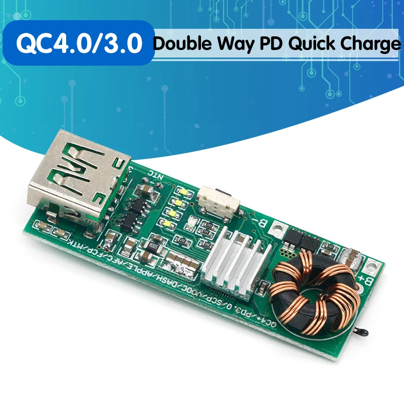 QC4.0 QC3.0 двухсторонняя PD Быстрая зарядка от 3,7 в до 5 В 9 в а 18 Вт Type-C USB повышающее зарядное устройство печатная плата
QC4.0 QC3.0 двухсторонняя PD Быстрая зарядка от 3,7 в до 5 В 9 в а 18 Вт Type-C USB повышающее зарядное устройство печатная плата