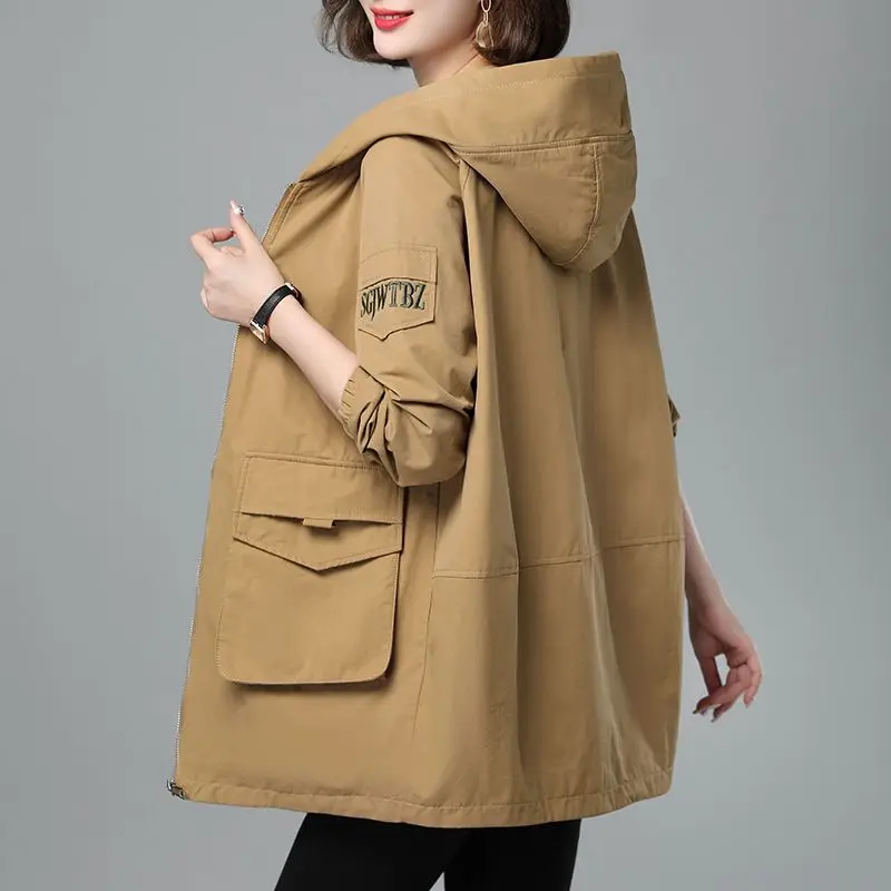 Embroidery Hooded Trench Coat Women Long Sleeve Korean Fashion Jacket Loose Spring Autumn Mid-length Windbreaker Zipper Coats
Embroidery Hooded Trench Coat Women Long Sleeve Korean Fashion Jacket Loose Spring Autumn Mid-length Windbreaker Zipper Coats