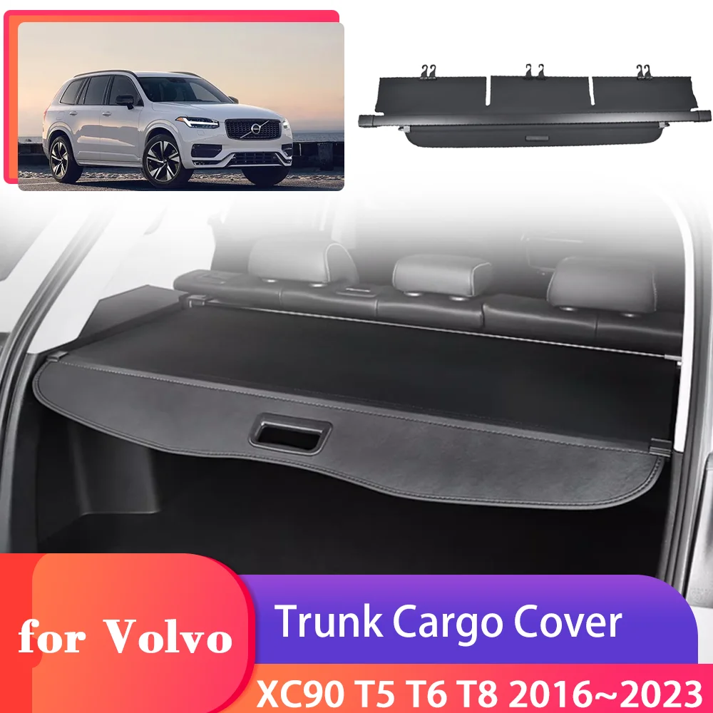 

Багажник багажника для Volvo XC90 T5 T6 T8 2016 ~ 2023, 2017 2018 2019 2020 2021 2022 задний поднос для багажа, защитный занавес, разделительные элементы конфиденциальности, аксессуары