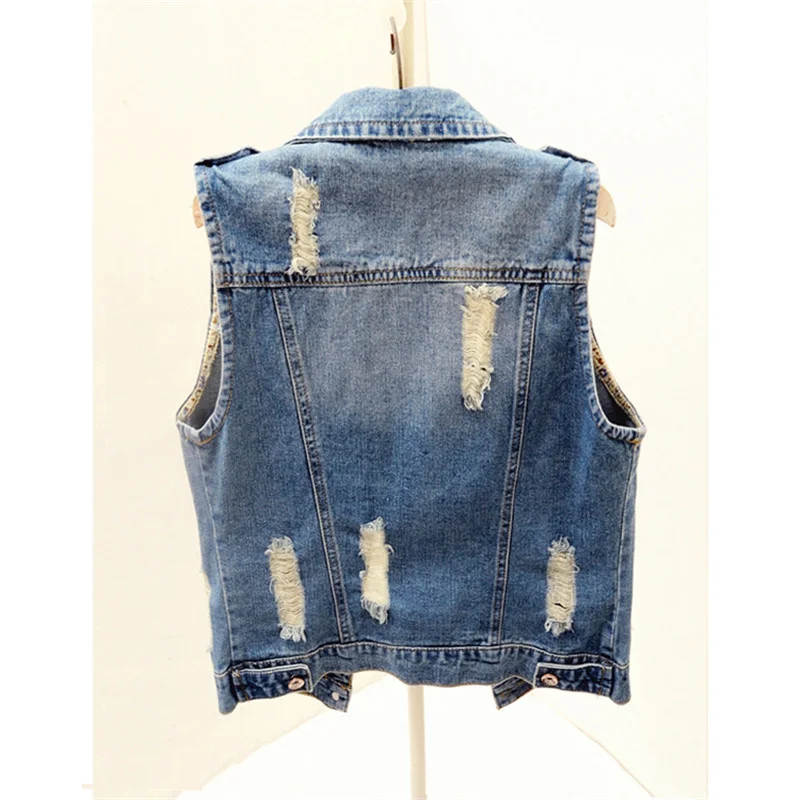 Korean Summer Holes Short Denim Vest Women Vintage Blue Waistcoat Sleeveless Jacket Casual Slim Jeans Vests Female 6XL
Korean Summer Holes Short Denim Vest Women Vintage Blue Waistcoat Sleeveless Jacket Casual Slim Jeans Vests Female 6XL