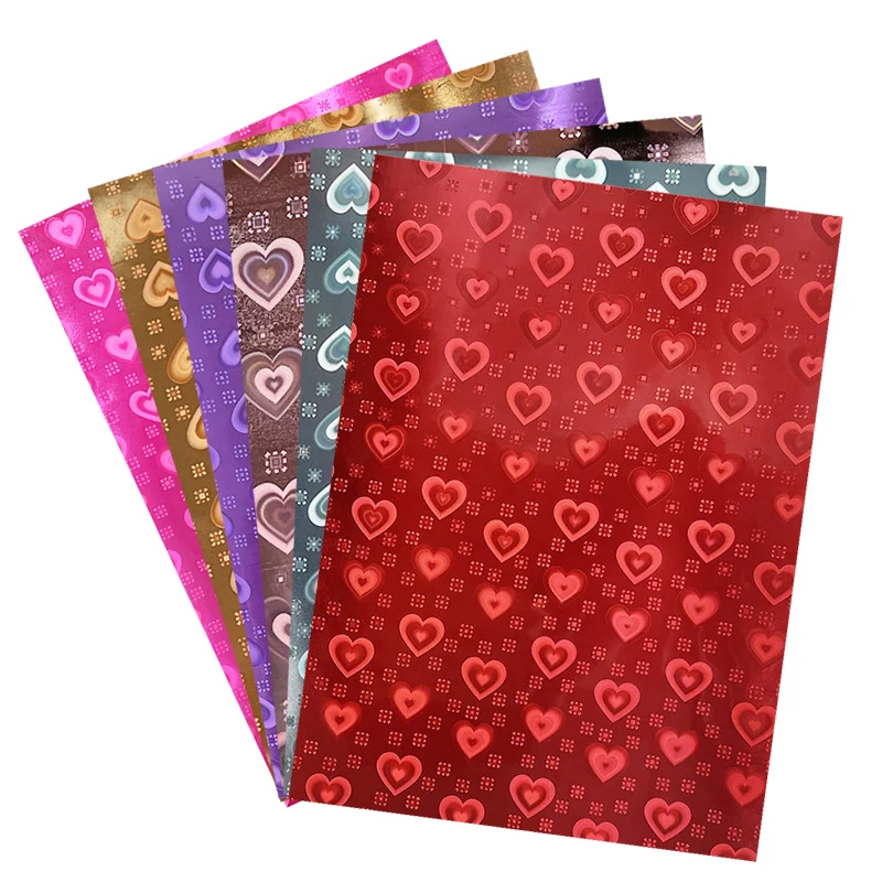 

30x135cm Holographic Faux Leather Sheets Colorful Heart Shape Priting PVC Fabric for cosmetic bags Handbags Keychains DIY Crafts