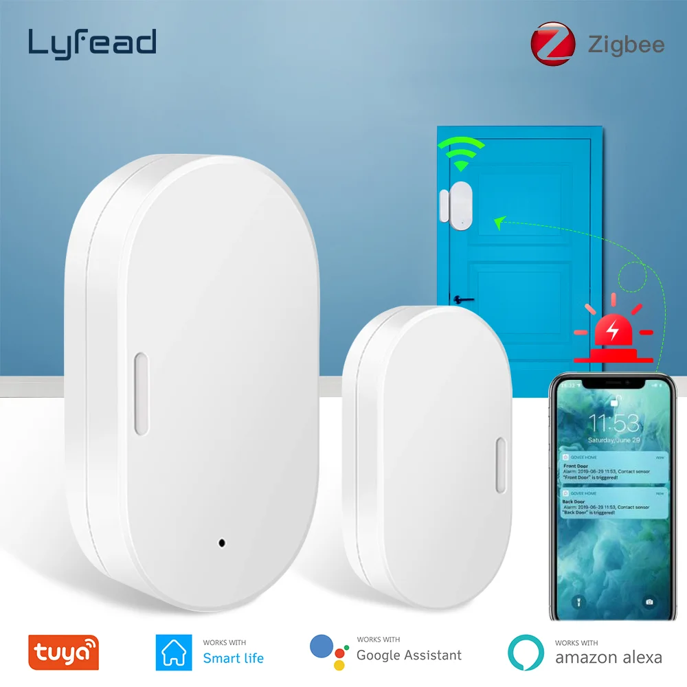 

Lyfead Tuya Zigbee Door Sensor Door Open Closed Detector App Notification Alert Security Alarm Compatible With Alexa Google Home