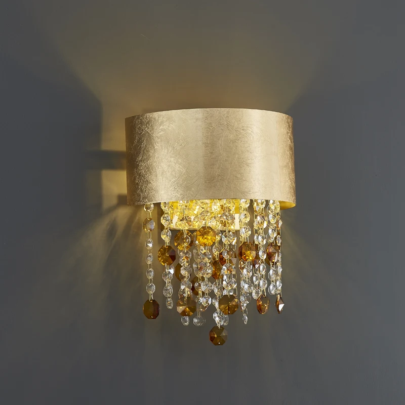 

Современное Золотое настенное бра для спальни, роскошный хрустальный настенный светильник, прикроватный светодиодный светильник для прих...