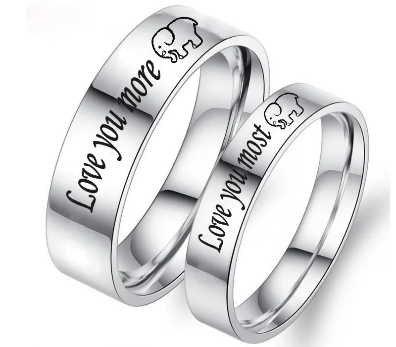 

Bxzyrt New Lovers Ring 316L Stainless Steel Rings Letter Love You More And Love You Most Couples Ring For Women Men Silver Color