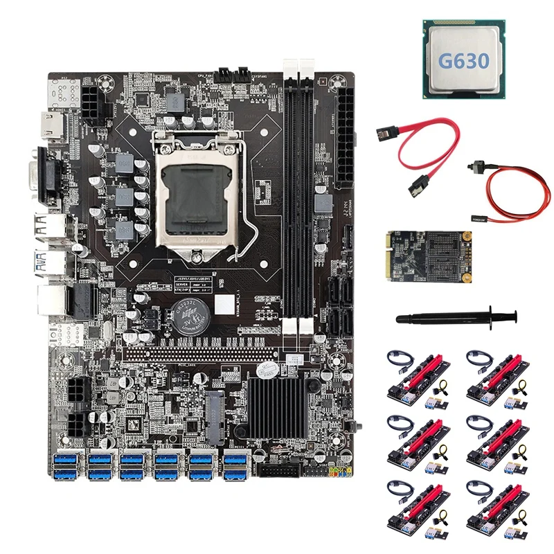 Материнская плата B75 ETH для майнинга, 12XUSB3.0 + G630 ЦП + 128G SSD + карта расширения 6XVER009S + кабель SATA + кабель переключателя + термопаста
Материнская плата B75 ETH для майнинга, 12XUSB3.0 + G630 ЦП + 128G SSD + карта расширения 6XVER009S + кабель SATA + кабель переключателя + термопаста