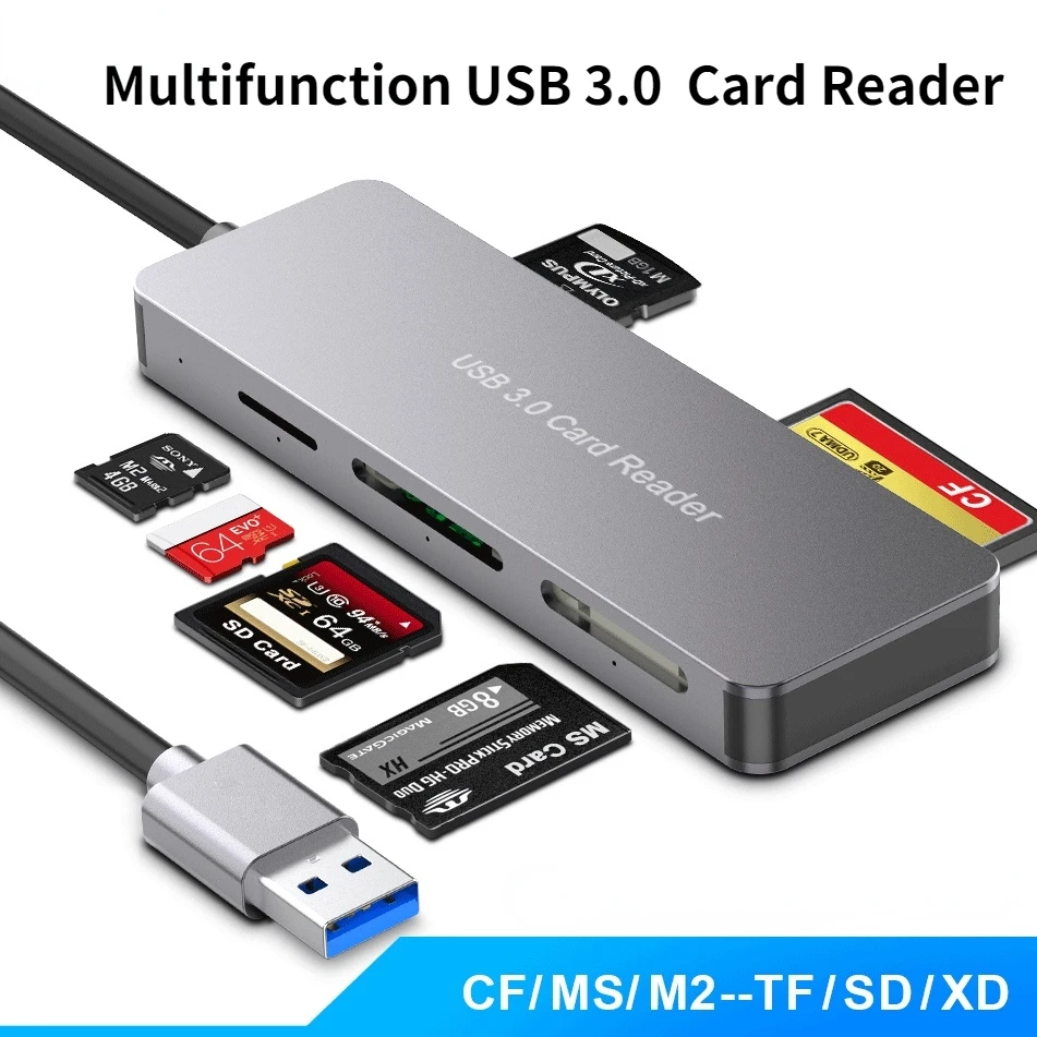 USB 3.0 Card Reader SD Micro SD TF CF MS XD Compact Flash Smart Memory Card Adapter for Laptop Multifuntion CF Card Reader
USB 3.0 Card Reader SD Micro SD TF CF MS XD Compact Flash Smart Memory Card Adapter for Laptop Multifuntion CF Card Reader