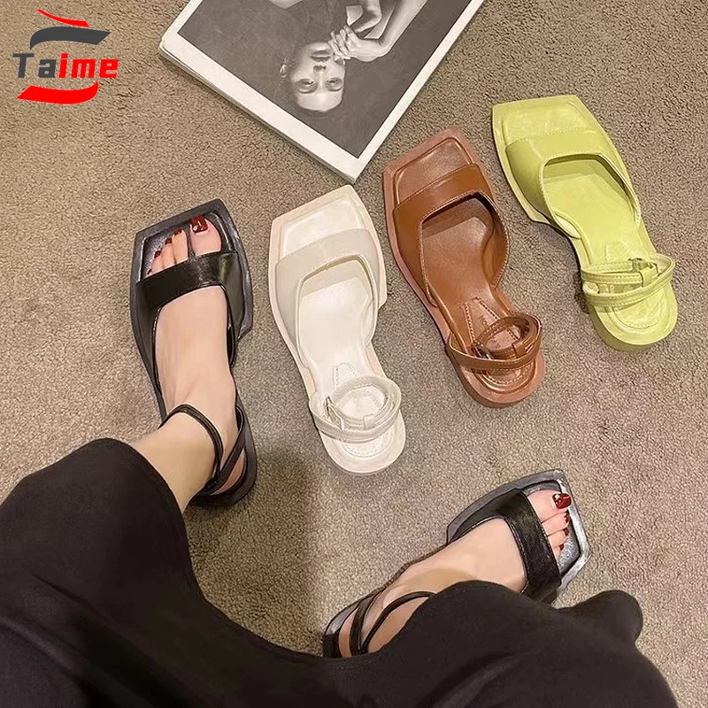 TAIME Square Toe Ladies Flats Shoes Sandals Buckle Strap Female Casual Outdoor Slides Summers Fashion Women Flat Sandal 2022
TAIME Square Toe Ladies Flats Shoes Sandals Buckle Strap Female Casual Outdoor Slides Summers Fashion Women Flat Sandal 2022