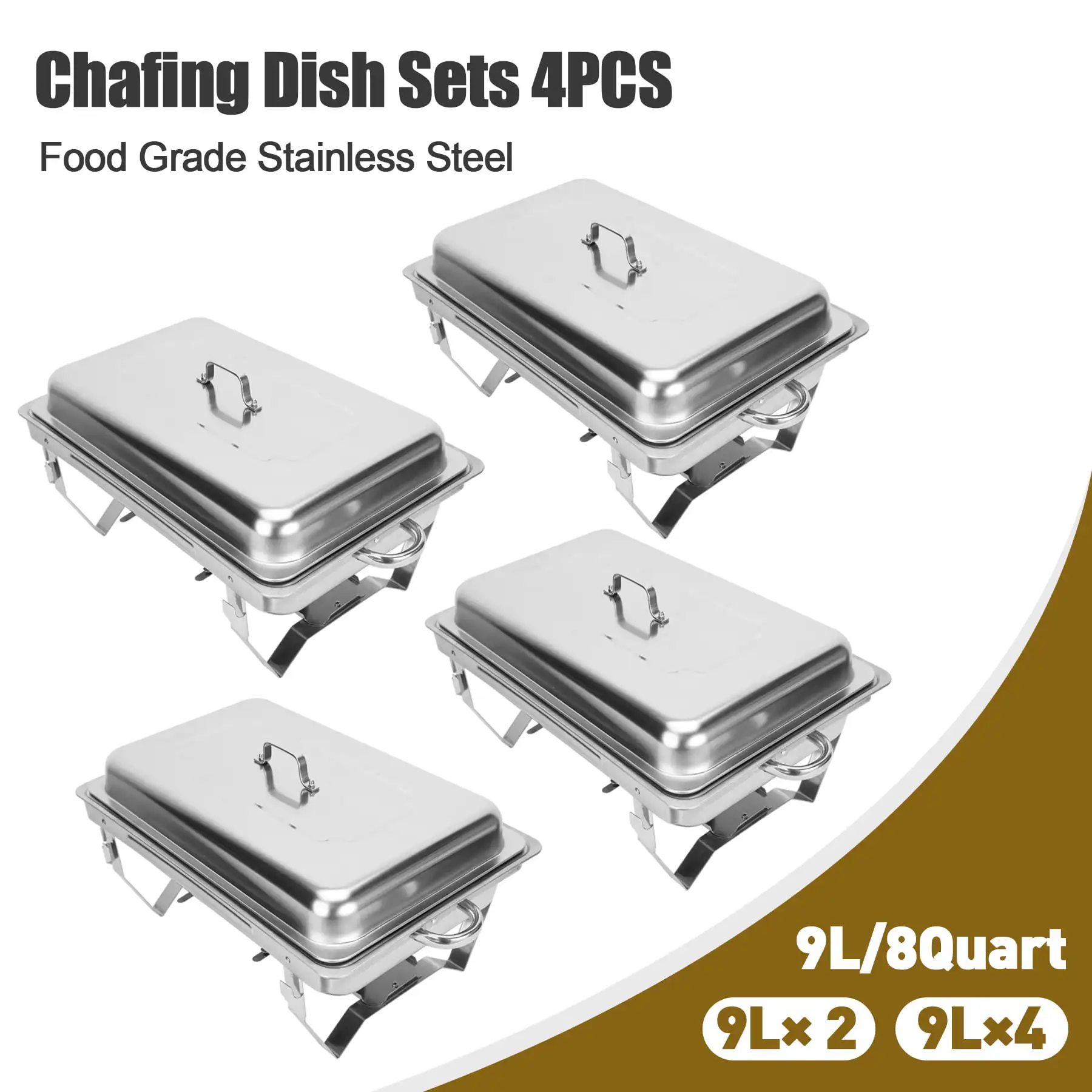 9L/8Q 4Pack Chafer Chafing Dish Sets Pans Stainless Steel Food Warmer Full Size
9L/8Q 4Pack Chafer Chafing Dish Sets Pans Stainless Steel Food Warmer Full Size
