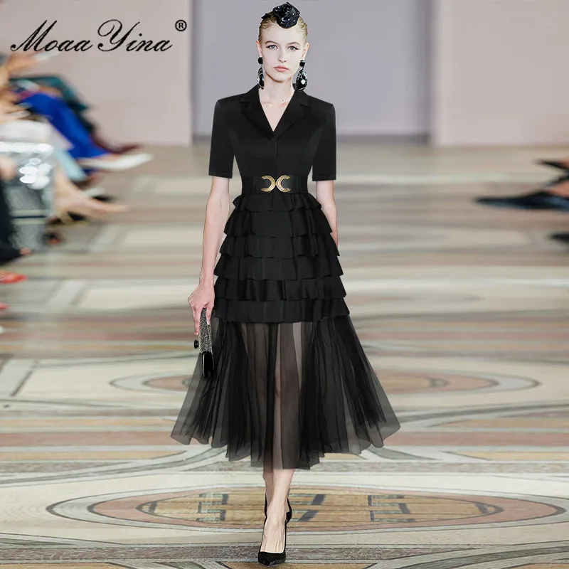 Модное дизайнерское летнее платье, женское платье с коротким рукавом и поясом, Сетчатое офисное платье с каскадными оборками в черном цвете
Модное дизайнерское летнее платье, женское платье с коротким рукавом и поясом, Сетчатое офисное платье с каскадными оборками в черном цвете