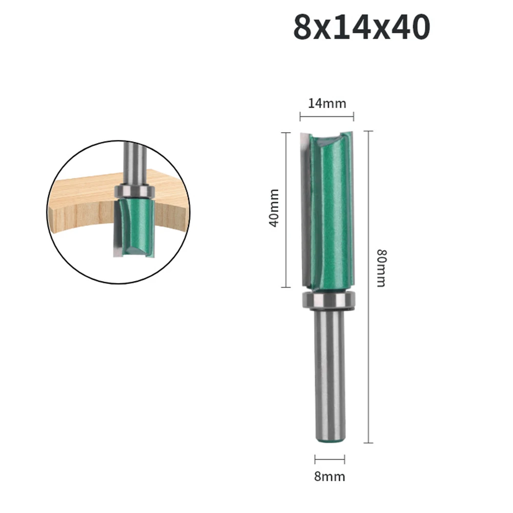 

4pcs Router Bit YG6X Tungsten Carbide 8mm Shank 45 Steel Woodworking Milling Cutter Trimming With Bearing Anti Kickback