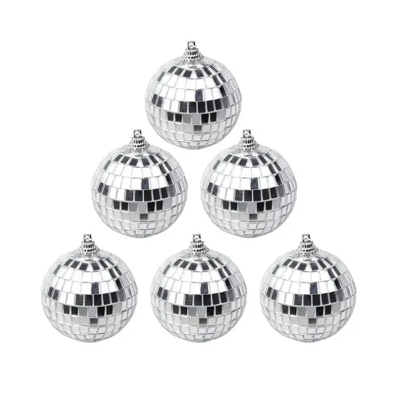 

Mirror Disco Balls 2.4 Inch Bling Crystal Ball For Car Rear View Mirror 2.4 Inch 6 Pack Silver Hangings Ball With Attached