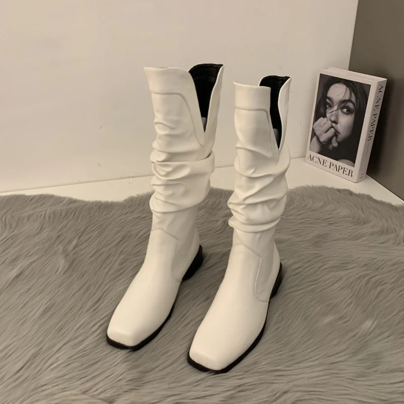Women Long Boots Autumn Winter White Knee High Boots Pleated Ladies Cowboy Boots Western Thick Heels Pumps Female Chic Shoes
Women Long Boots Autumn Winter White Knee High Boots Pleated Ladies Cowboy Boots Western Thick Heels Pumps Female Chic Shoes