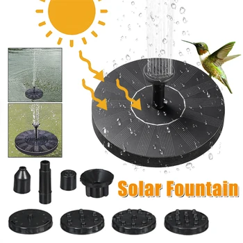 Mini Solar Fountain Pump,Solar Water Fountain Pool Pond, with Nozzles Solar Powered Pump for Bird Bath,Pond,Garden Decoration