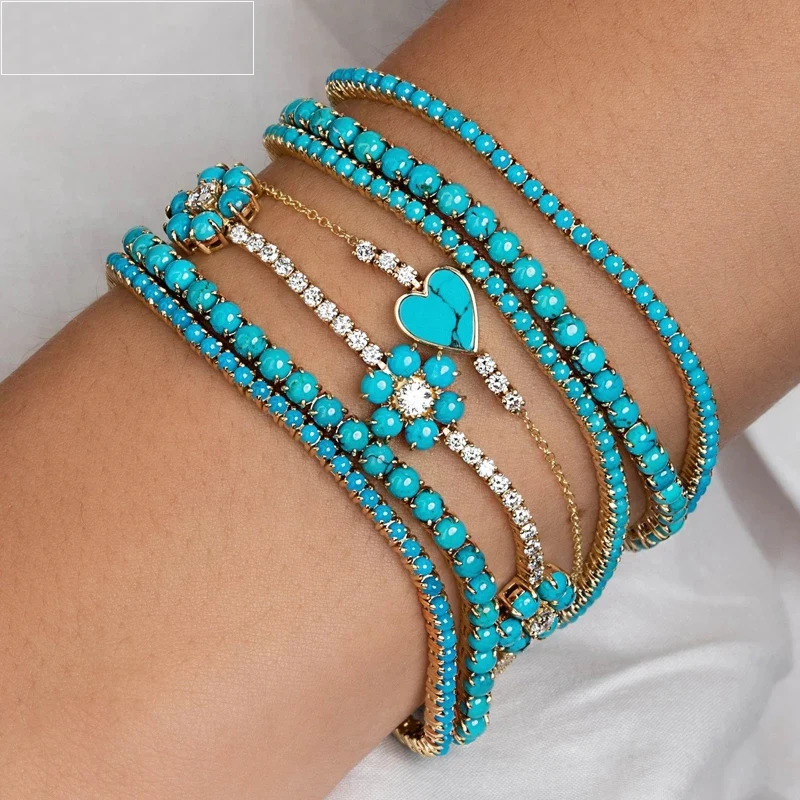 Wholesale High Quality Turquoises Women Girl Simple Classic 3mm Blue Stone Tennis Charm Bracelets Necklaces Fashion Punk Jewelry 
Wholesale High Quality Turquoises Women Girl Simple Classic 3mm Blue Stone Tennis Charm Bracelets Necklaces Fashion Punk Jewelry