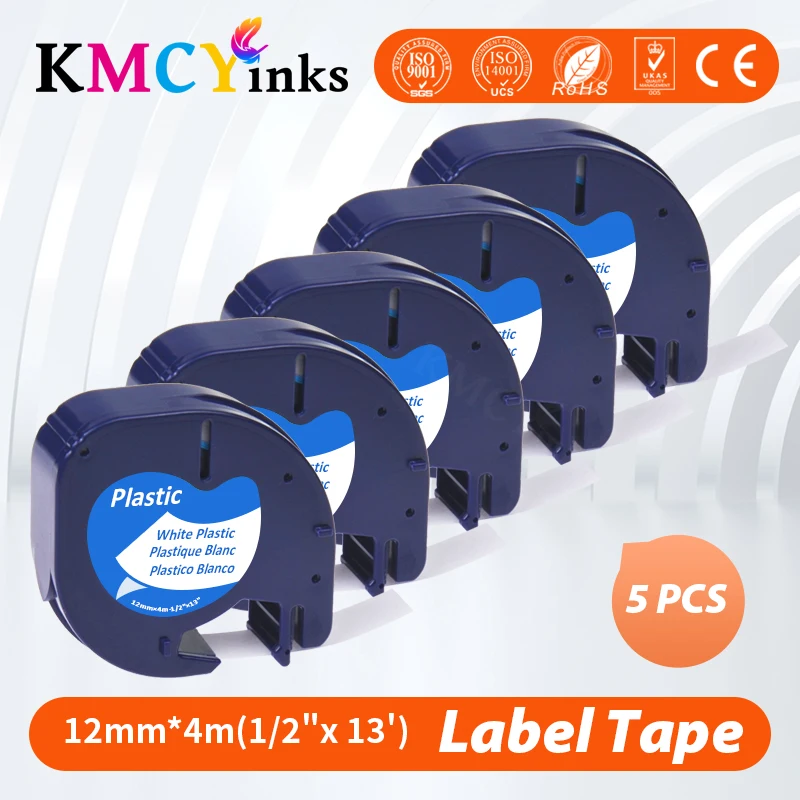 

KMCYinks 5pk 12mm 91201 Compatible For Dymo LetraTag label Tape 12267 91200 91202 91203 91204 91205 91331 59422 for Dymo LT-100H