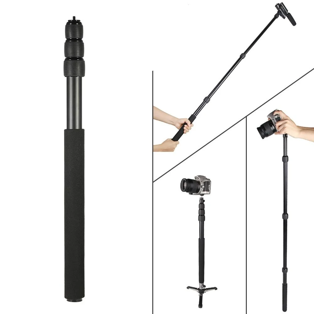 

Protable Extendable Mini 2in1 Camera Monopod Zoom Microphone Boom Pole Compact Lightweight Padded Handle Twist Lock 3 Sections