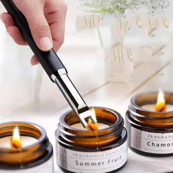 Electric Arc Plasma Gas Stove Lighter Rechargeable Mini Candle Lighters with Safety Lock for Camping, BBQ, Grill, Fireplace