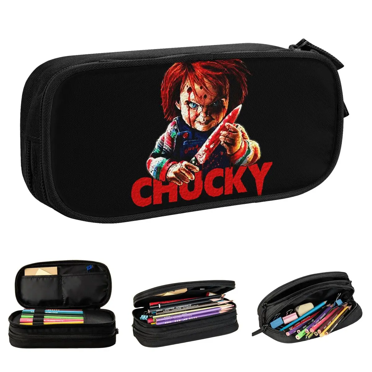 Chucky Killer Halloween Pencil Cases Horror Doll Pencil Box Pen Holder Girls Boys Large Storage Bag Student School Stationery
Chucky Killer Halloween Pencil Cases Horror Doll Pencil Box Pen Holder Girls Boys Large Storage Bag Student School Stationery