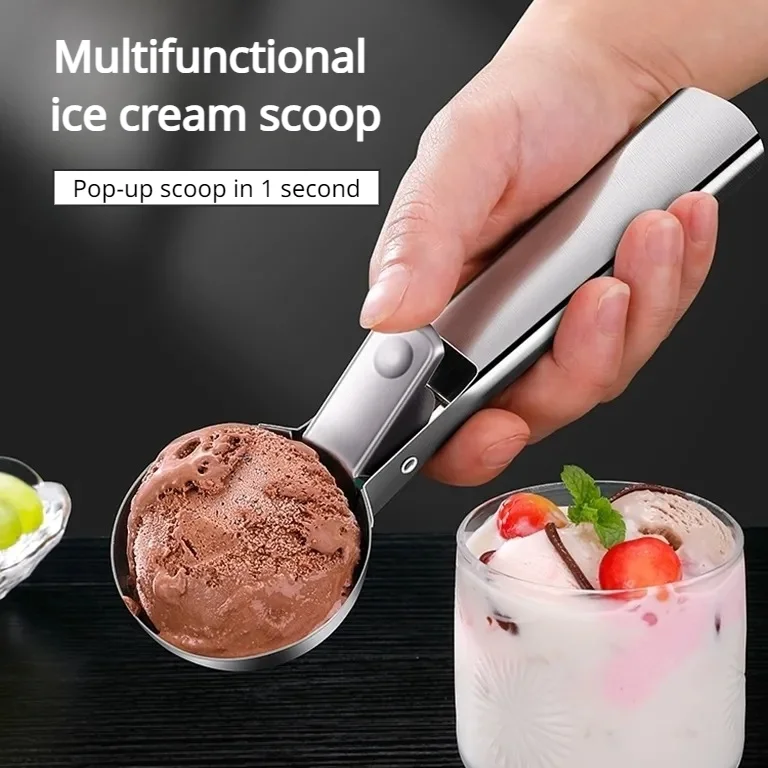 

Stainless Steel Ice Cream Scoop with Trigger, Anti-Freeze Handle, Icecream Spoon Perfect for Gelatos, Frozen Yogurt, Sundaes