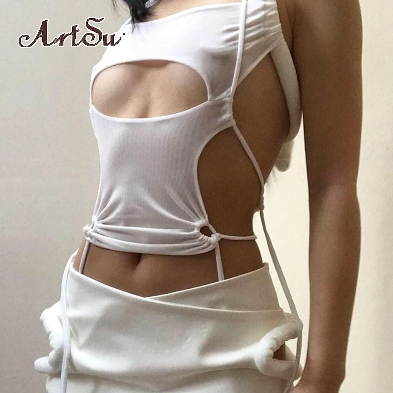 Artsu 2022 New Sexy Sleeveless Hollow Camisole Slim Short Vest Halter Tie Women Going Out Wear Street Clubs Clothes
Artsu 2022 New Sexy Sleeveless Hollow Camisole Slim Short Vest Halter Tie Women Going Out Wear Street Clubs Clothes