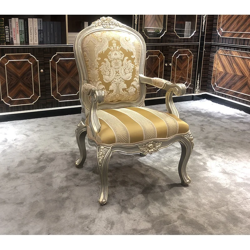 European style solid wood carved leisure chair luxury living room single cloth chair study soft back book chair
European style solid wood carved leisure chair luxury living room single cloth chair study soft back book chair
