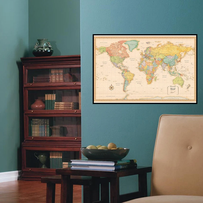 A2 размер карта мира в стиле ретро классическая версия Картина на холсте настенный плакат для гостиной украшение для дома Товары для учебы 
A2 размер карта мира в стиле ретро классическая версия Картина на холсте настенный плакат для гостиной украшение для дома Товары для учебы