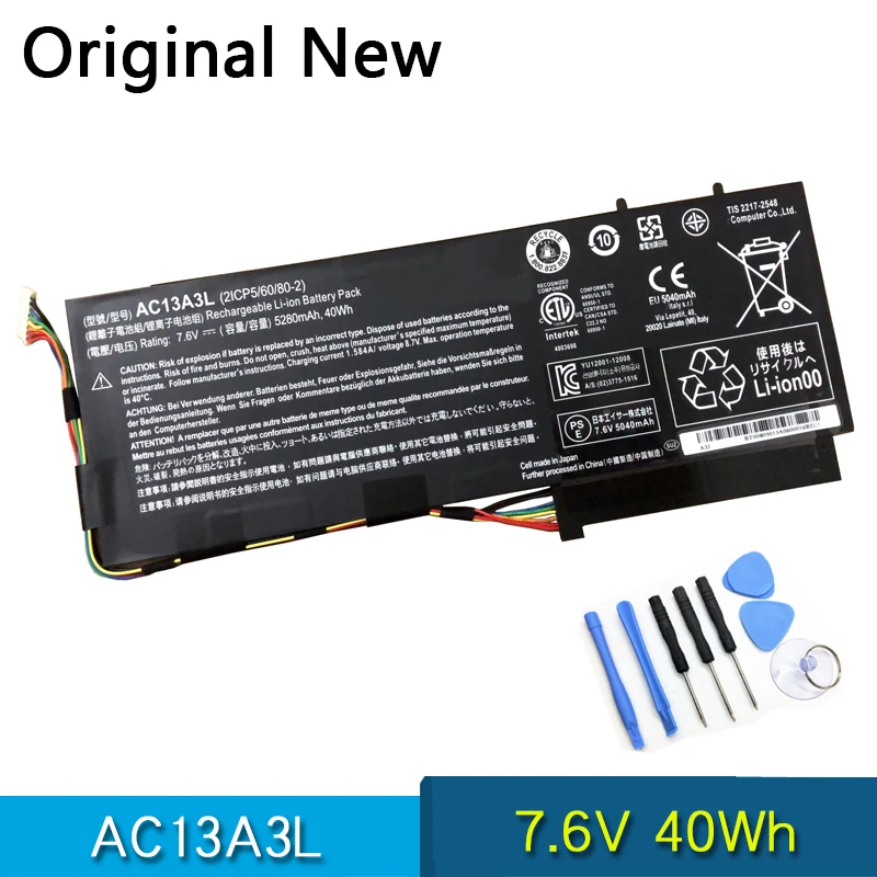 

NEW Original AC13A3L Laptop Battery For Acer Aspire P3-131 P3-171 11.6" ULTRABOOK TravelMate X313 X313-E X313-M 7.6V 40Wh