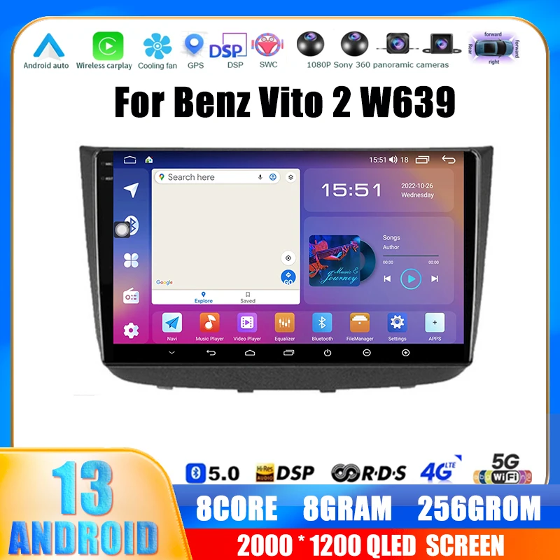 Android 13 For Mercedes-Benz Vito 2 W639 Viano 2 2003 - 2015 Car Radio Multimedia Player GPS Navigation Auto Carplay WIFI Video
Android 13 For Mercedes-Benz Vito 2 W639 Viano 2 2003 - 2015 Car Radio Multimedia Player GPS Navigation Auto Carplay WIFI Video