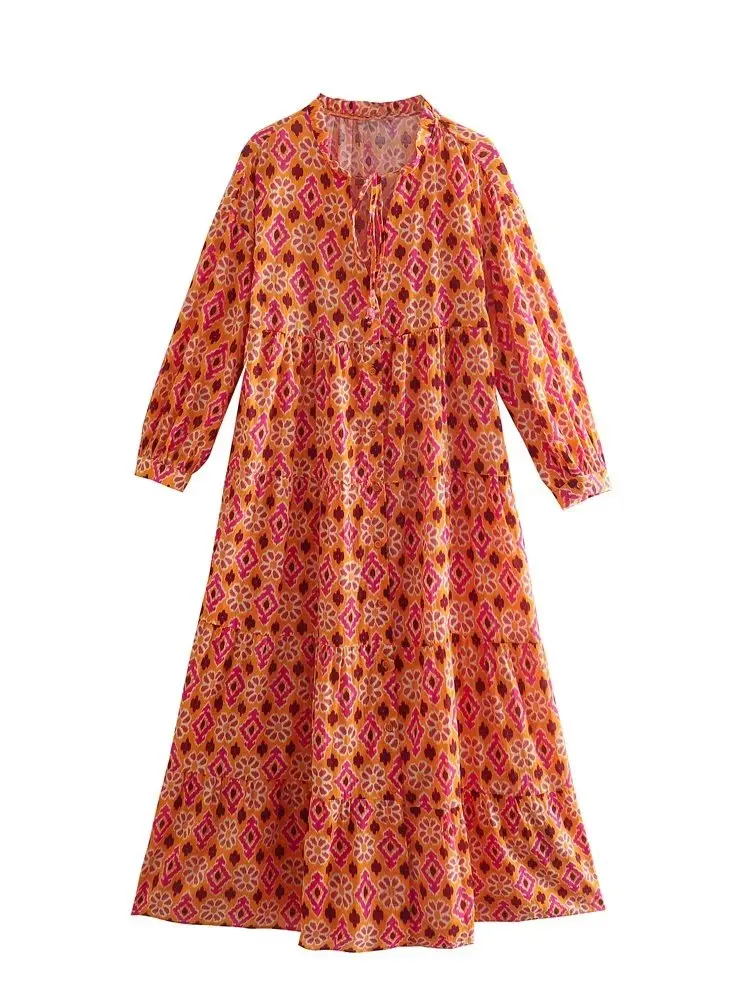 YLJHQX 2022 Women Summer Fashion Stitching Printed Long Dress Vintage Cropped Sleeve V-Neck Neck Lace Female Dress
YLJHQX 2022 Women Summer Fashion Stitching Printed Long Dress Vintage Cropped Sleeve V-Neck Neck Lace Female Dress