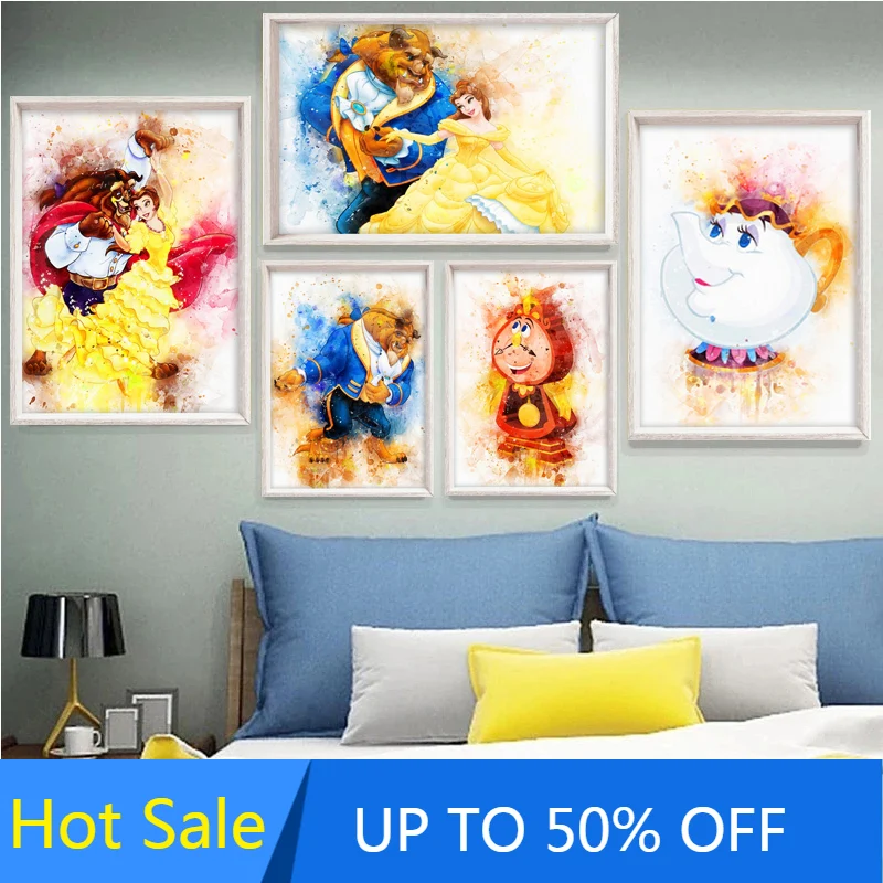 

Canvas Painting Catoon Beauty &The Beast Disney Belle Movie Wall Art Posters and Prints Room Decor Pictures for Home Decoration