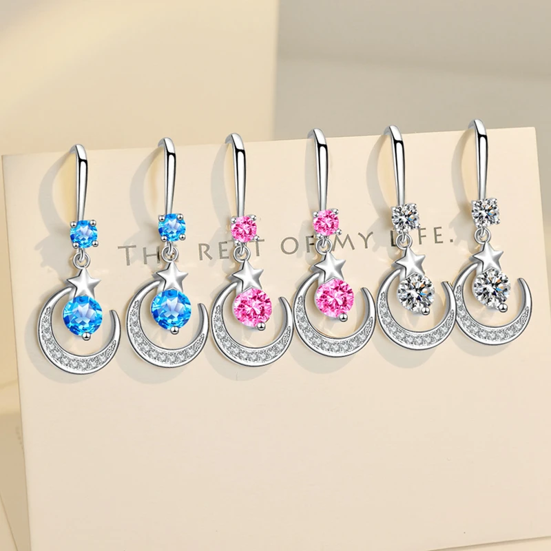 New Stamp Silver Color Women Drop Earrings Multicolor Cute Moon Earrings For Women Temperament Ear Hooks Festival Jewelry Gifts
New Stamp Silver Color Women Drop Earrings Multicolor Cute Moon Earrings For Women Temperament Ear Hooks Festival Jewelry Gifts