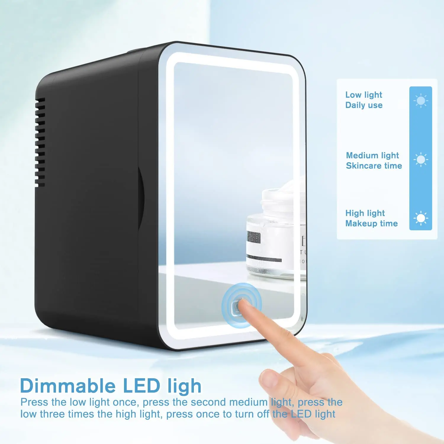 6l LED Mirrored Beauty Fridge, Mini Fridge Refrigerator with AC/DC Power, Makeup Refrigerator with Mirror, for Bedroom, Car, Use
6l LED Mirrored Beauty Fridge, Mini Fridge Refrigerator with AC/DC Power, Makeup Refrigerator with Mirror, for Bedroom, Car, Use