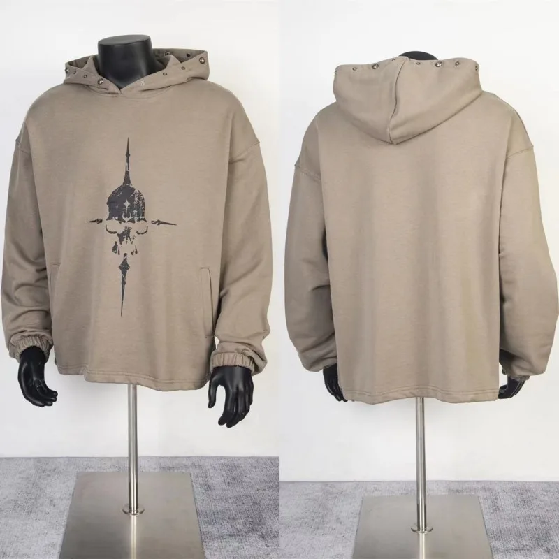 24AW American THUG CLUB с принтом черепа и тяжелыми заклепками капюшоном новый