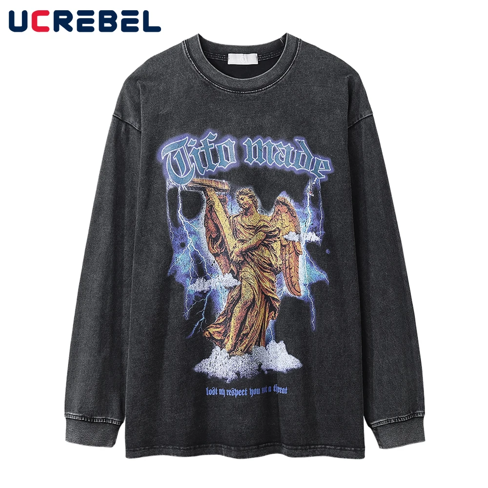 Statue Print Casual Long Sleeve T-shirt Men High Street Letter Dome Top Autumn Loose Washed Distressed Drop Shoulder Cotton Tee
Statue Print Casual Long Sleeve T-shirt Men High Street Letter Dome Top Autumn Loose Washed Distressed Drop Shoulder Cotton Tee