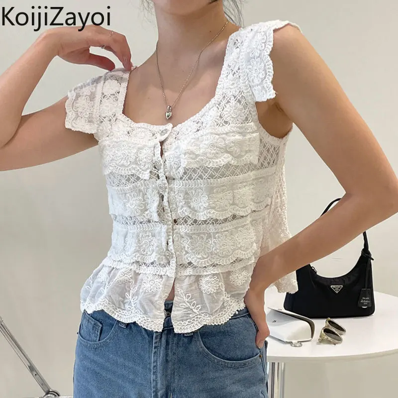 Женские облегающие корейские майки Koijizayoi, трикотажные топы, модная кофта в стиле ретро, квадратный воротник, кружевной жилет с цветочной вышивкой и крючком
Женские облегающие корейские майки Koijizayoi, трикотажные топы, модная кофта в стиле ретро, квадратный воротник, кружевной жилет с цветочной вышивкой и крючком