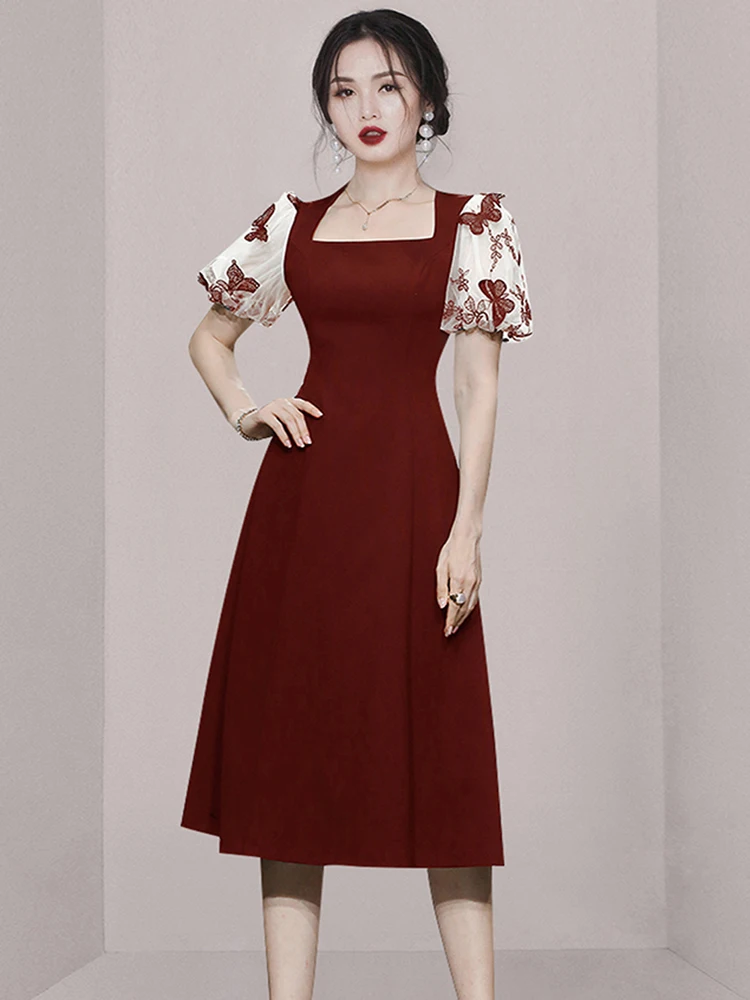 Designer Fashion Women Dress Summer Butterfly Embroidery Mesh Short Sleeve Patchwork Elegant Office Ladies Midi Dress Vestidos
Designer Fashion Women Dress Summer Butterfly Embroidery Mesh Short Sleeve Patchwork Elegant Office Ladies Midi Dress Vestidos