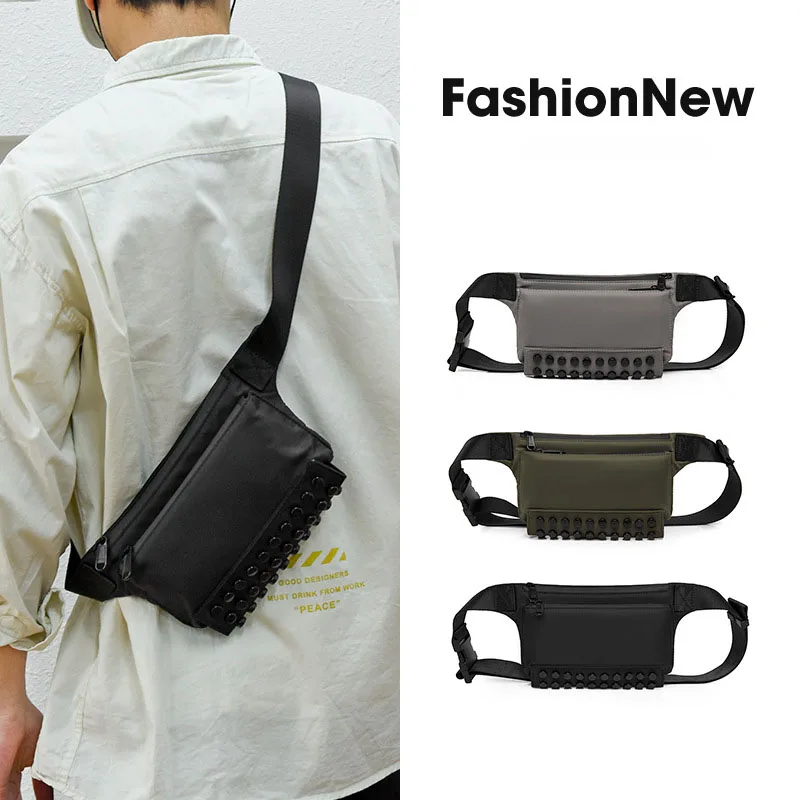 Casual Solid Colored Rivet Small Waist Bag For Men's Trendy New Style Shoulder Bag Fashionable Personalized Crossbody Bags
Casual Solid Colored Rivet Small Waist Bag For Men's Trendy New Style Shoulder Bag Fashionable Personalized Crossbody Bags