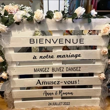 French Personalized Wedding Pallet Stickers Bienvenue A Notre Mariage Wedding Venue Decorations Custom Party Decor Wall Sticker