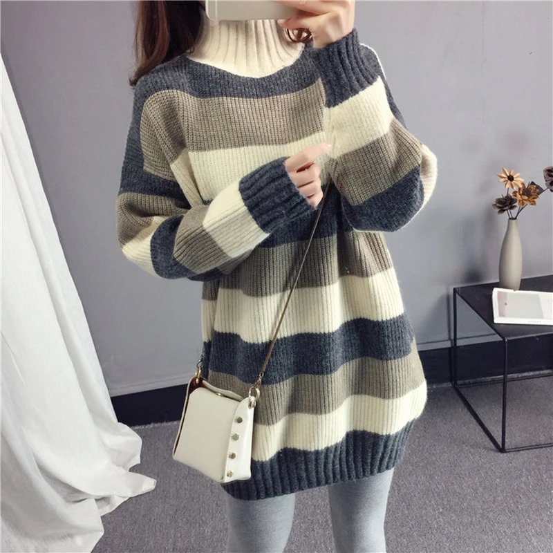 CZJMS Stripe Warm Sweater Patchwork Loose Pullover Slim Fit Knitting Sweater Long Sleeves Top Korean Street Wear Autumn New
CZJMS Stripe Warm Sweater Patchwork Loose Pullover Slim Fit Knitting Sweater Long Sleeves Top Korean Street Wear Autumn New